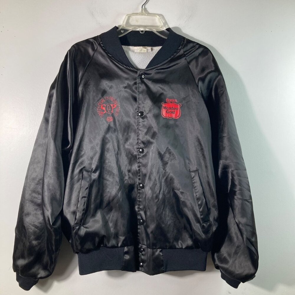 Mens‎ Hartwell Borden Meadow Gold Nylon Satin Bomber Jacket Lined XL Black